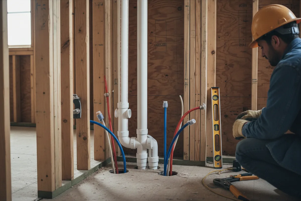 Drain and supply rough-in during Drain Cleaning in Mount Vernon